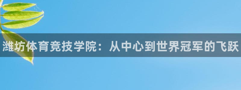 vsport体育官方正版app娱乐网站:潍坊体育竞技学院:从